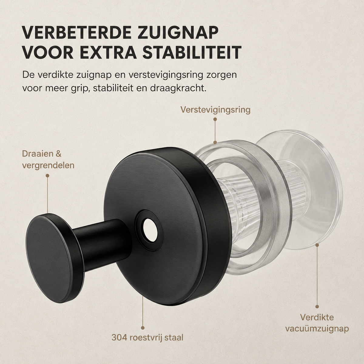 Novren StickHook™ Zuignaphaken – 4 stuks