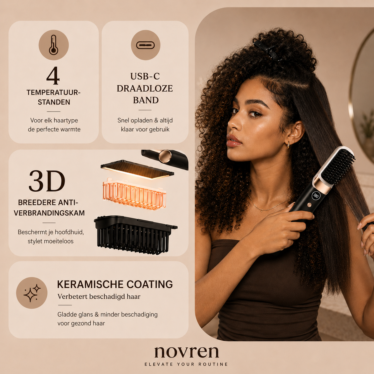 Novren AirBrush™ Pro | Draadloze Stijlborstel