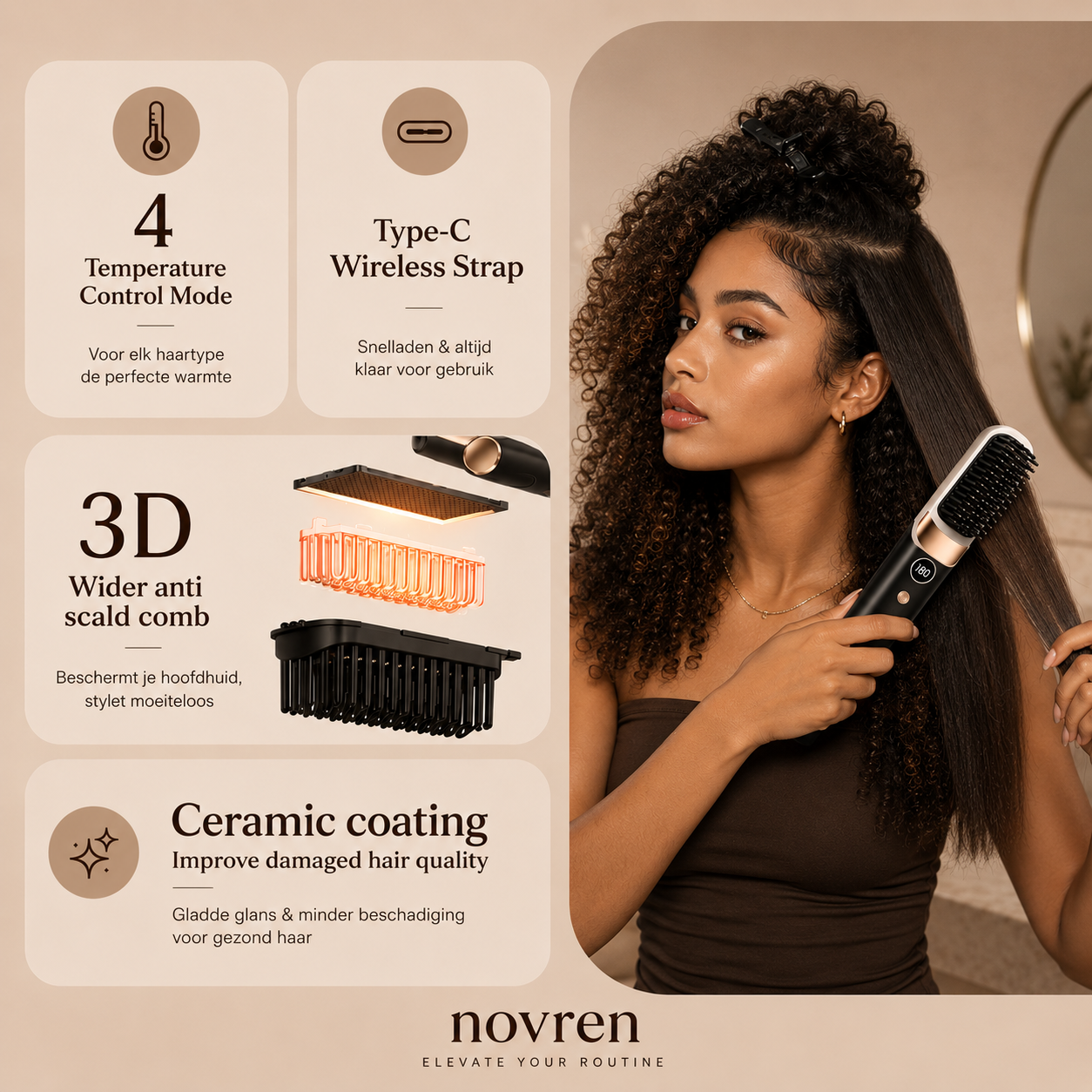 Novren AirBrush™ Pro | Draadloze Stijlborstel